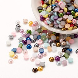 Cabochons en plastique abs, perle d'imitation, demi-rond, couleur mixte, 5x2.5mm, environ 5000 pcs / sachet 