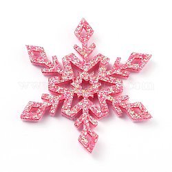 Fiocco di neve feltro tessuto tema natale decorare, con polvere d'oro scintillio, per i bambini fare clip per capelli fai da te, rosa caldo, 4.15x3.65x0.25cm