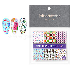 Shiny Laser Nail Glitter Stickers, Nail Art Transfer Foil Tips, DIY Nail Art Decoration, Butterfly Pattern, Mixed Color, 5.7x5.0cm, 30pcs/bag