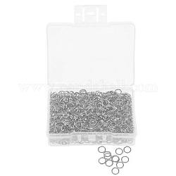 Iron Jump Rings, Open Jump Rings, Platinum, 8x0.7mm, about 6.6mm inner diameter, about 500pcs/box