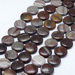 Jaspe policromado natural/piedra picasso/hilos de cuentas de jaspe picasso, plano y redondo, 20~20.5x6~7mm, agujero: 1 mm, aproximamente 20 pcs / cadena, 15.7 (40 cm)