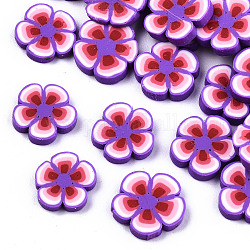 Handmade Polymer Clay Cabochons, Flower, Dark Orchid, 9~10x9.5~10.5x1~2mm, about 4900pcs/1000g