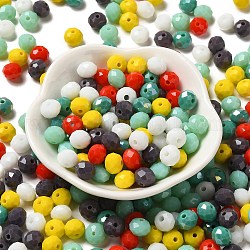 Perles en verre, facette, rondelle, couleur mixte, 8x6mm, Trou: 1mm, environ 1210 pcs/500 g