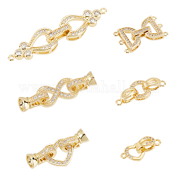 Superfindings 6sets 6 стильные латунные застежки с золотым цирконием застежки-удлинители с застежкой-заглушкой для браслета ожерелья удлинитель ювелирных изделий