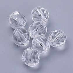 Perles en acrylique transparente, facette, ronde, clair, 18x17.5mm, Trou: 2.7mm, environ 155 pcs/500 g