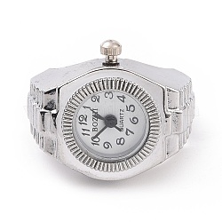 201 bracelet de montre extensible en acier inoxydable, montre à quartz plate ronde pour unisexe, blanc, 15x18mm, cadran montre: 19x27 mm, boitier montre: 11.5 mm
