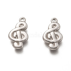 201 Stainless Steel Pendants, Musical Note, Stainless Steel Color, 17.5x10x2mm, Hole: 1.2mm