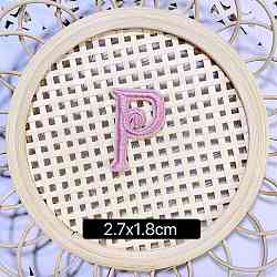 Computerized Embroidery Cloth Self Adhesive Patches, Stick on Patch, Costume Accessories, Letter, Pink, P:27x18mm