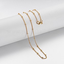 Латунь цепи ожерелья, Снаряженная цепь, с омаром застежками, золотые, 16.8 дюйм