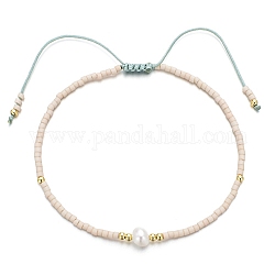 Armbänder aus geflochtenen Glasperlen und Saatperlen, verstellbare Armband, papayawhip, 11 Zoll (28 cm)