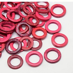Dyed Wood Jewelry Findings Coconut Linking Rings, Tomato, 20~23x2~5mm