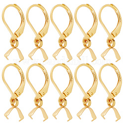 Beebeecraft 1 Box 50Pcs French Earring Hooks Stainless Steel Leverback Earring Findings with Pendant Bails Golden Earring Supplies for Jewelry Making