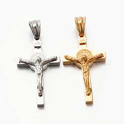 Thème de Pâques chaud unisexe 201 pendentifs croix crucifix en acier inoxydable, couleur mixte, 30x17x6mm, Trou: 5x5.5mm