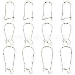 PandaHall Elite 12Pcs 3 Style 925 Sterling Silver Hoop Earrings, Kidney Ear Wire, Silver, 18.5~25x9.5~11mm, Pin: 0.6~0.7mm, 4Pcs/style
