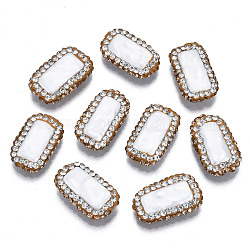 Abalorios de Diamante de imitación de arcilla polímero, con la perla natural de agua dulce, Rectángulo, chocolate, crema de menta, pp13 (1.9~2 mm), 18.5~20x11~12x4mm, agujero: 0.7~0.9 mm
