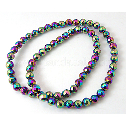 Chapelets de perles en hématite synthétique sans magnétiques, couleur arc en ciel, facette, ronde, 6mm, Trou: 1mm