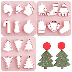 GORGECRAFT 3 Styles Christmas Clay Cutters Polymer Clay Earring Cutter Sets Cutting Dies Jewelry Making Templates Plastic Christmas Trees Santa Hat Stencils Modeling Tools for Earrings Jewelry Making