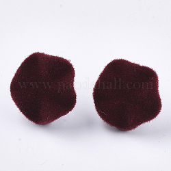 Accessoires de puces d'oreilles en fer flocky, avec épingles et boucle en acier, brun, 16x16mm, Trou: 3mm, pin: 0.8 mm