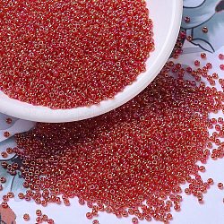 Miyuki runde Rocailles Perlen, japanische Saatperlen, 11/0, (rr254) transparent rot ab, 2x1.3 mm, Bohrung: 0.8 mm, ca. 5500 Stk. / 50 g