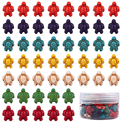 Sunnyclue synthetische türkisfarbene Perlen, gefärbt, Schildkröte, Mischfarbe, 18x14x8 mm, Bohrung: 1 mm, 95~100 Stück / Karton