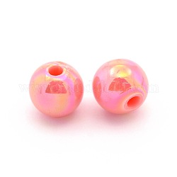 UV Plating Acrylic Round Beads, Hot Pink, 8mm, Hole: 2mm, about 1667pcs/500g