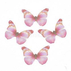 Décoration artisanale d'ailes de tissu de polyester, pour bricolage bijoux artisanat boucle d'oreille collier pince à cheveux décoration, aile de papillon, rose, 24x30mm