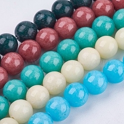 Natural Mashan Jade Beads Strands, Dyed, Round, Mixed Color, 8mm, Hole: 1mm, about 50pcs/strand, 16 inch