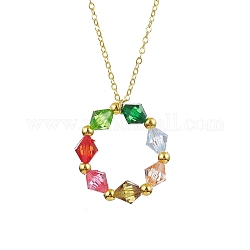 Colliers à pendentif en anneau de perles acryliques colorées, avec des chaînes de câble en laiton, or, 17.44 pouce (44.3 cm)