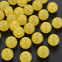 Perles en acrylique de gelée d'imitation, baril, jaune, 13x10.5mm, Trou: 2.5mm, environ 375 pcs/500 g