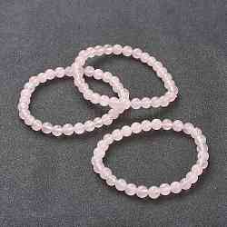 Naturelle quartz rose de perle bracelets extensibles, ronde, perles: 6~6.5 mm, diamètre intérieur: 2-1/4 pouce (5.55 cm)