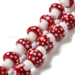 Chapelets de perles vernissées manuelles, champignons, firebrick, 19.5x22mm, Trou: 1.6mm, Environ 20 pcs/chapelet, 17.32'' (44 cm)