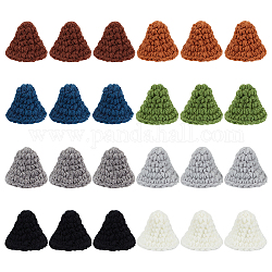24 pièce de décoration de chapeau tissée en laine faite à la main, 8 couleurs, bijoux de bricolage boucle d'oreille accessoires de cheveux fournitures d'artisanat de poupée, couleur mixte, 28.5x42x6.5mm, 3 pcs / couleur