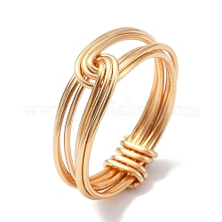 Brass Wire Wrap Finger Rings, Hollow Knot, Light Gold, US Size 7 1/4(17.5mm)
