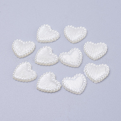 Acryl-Perlen Cabochons, gefärbt, Herz, weiß, 13.5x14x2 mm