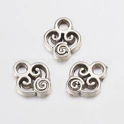 Alloy Charms, Heart, Lead Free and Cadmium Free, Antique Silver, 10x8x2mm, Hole: 1.5mm
