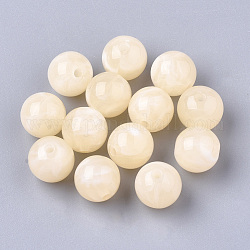 Perles acryliques, pierre d'imitation, ronde, bisque, 8x7.5mm, trou: 2 mm, environ 1840 pcs / 500 g
