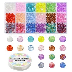 DIY Stretch Bracelet Making Kit, Including Round Glass & Acrylic Beads, Elastic Thread, Mixed Color, 8mm, Hole: 1.3mm~2mm, 240Pcs/set