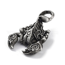 Il pendente di lega stile tibetano, smerigliato, fascino dello scorpione, argento antico, 42x26.5x11mm, Foro: 8x5.5 mm