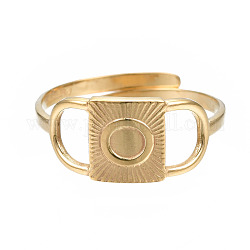 304 anillo de puño abierto rectangular de acero inoxidable, anillo grueso hueco para mujer, dorado, nosotros tamaño 6 3/4 (17.1 mm)