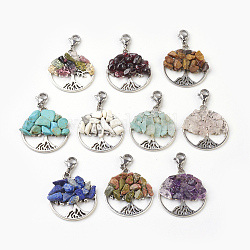 Set di decorazioni pendenti, perle sintetiche / naturali in pietra mista con pendenti in lega, risultati di acciaio inox, 