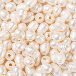 Perlas naturales abalorios de agua dulce cultivadas, oval, color de concha, 7~10x7~8mm, agujero: 1.8 mm