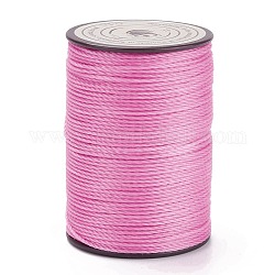 Round Waxed Polyester Thread String, Micro Macrame Cord, Twisted Cord, for Leather Sewing Stitching, Hot Pink, 0.8mm, about 54.68 Yards(50m)/Roll