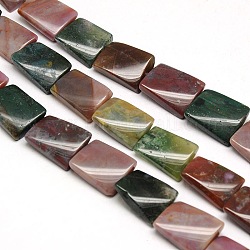 Natural Twist Rectangle Indian Agate Beads Strands, 20x15x6mm, Hole: 1mm, about 20pcs/strand, 15.74inch