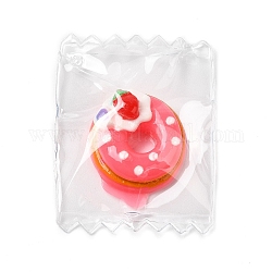 Jolis pendentifs en plastique, avec cabochon en résine à l'intérieur, breloques de bonbons, donut, 37.5x29.5x8.5mm, Trou: 1mm