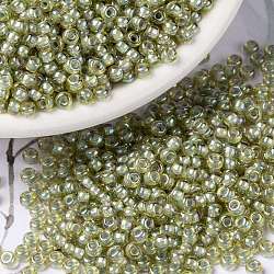 Miyuki runde Rocailles Perlen, japanische Saatperlen, (rr359) hellblau gefütterter heller Topasglanz, 8/0, 3 mm, Bohrung: 1 mm, über 422~455pcs / Flasche, 10 g / Flasche