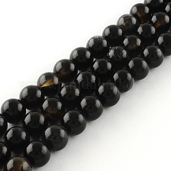 Hebras de cuentas redondas de ónix negro natural, teñido, 14mm, agujero: 2 mm, aproximamente 28 pcs / cadena, 15.3 pulgada