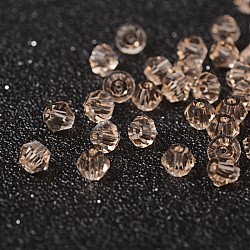 Abalorios de vidrio de cristal de imitación, transparente, facetados, bicono, caqui oscuro, 4x3.5mm, agujero: 1 [2 mm aproximamente] unidades / bolsa