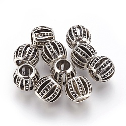 Legierung Tibetische Perlen, Rondell, Antik Silber Farbe, 9.5x11 mm, Loch: 6 mm, fit für 0.5~1 mm Strass