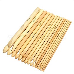 Bambus Häkelhaken, leichtes Khaki, 150x2~12 mm, 16 Stück / Set