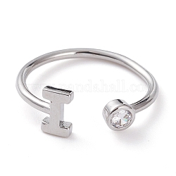 Латунные кольца из манжеты с прозрачным цирконием, открытые кольца, долговечный, Реальная платина, letter.i, размер США 6, внутренний диаметр: 17 мм